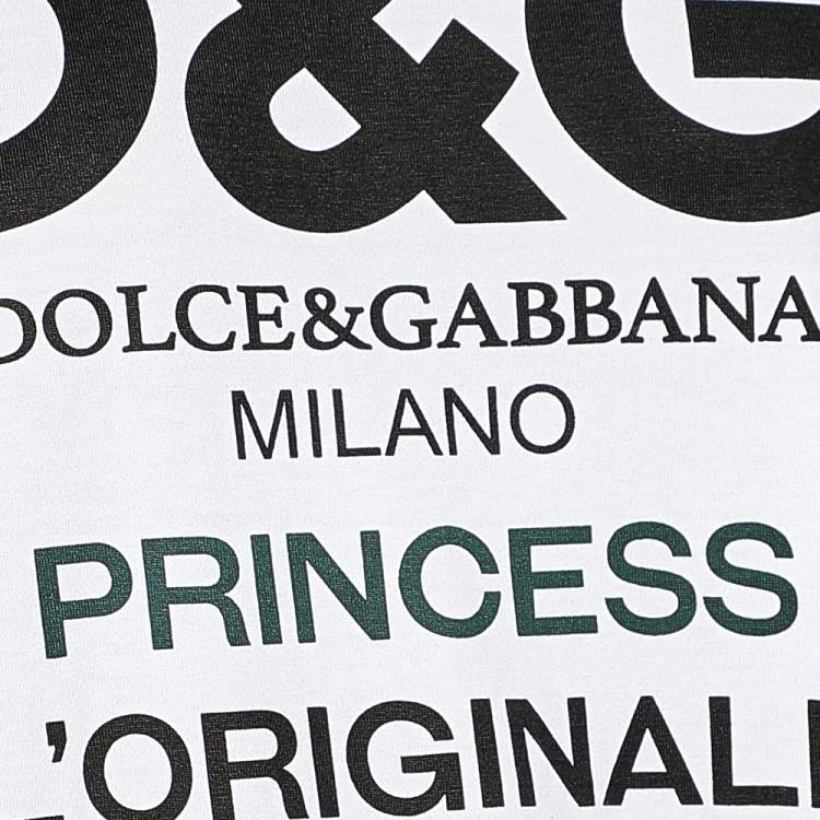 مملوكة مسبقًا Dolce & Gabbana White Logo Printed Cotton T-Shirt M