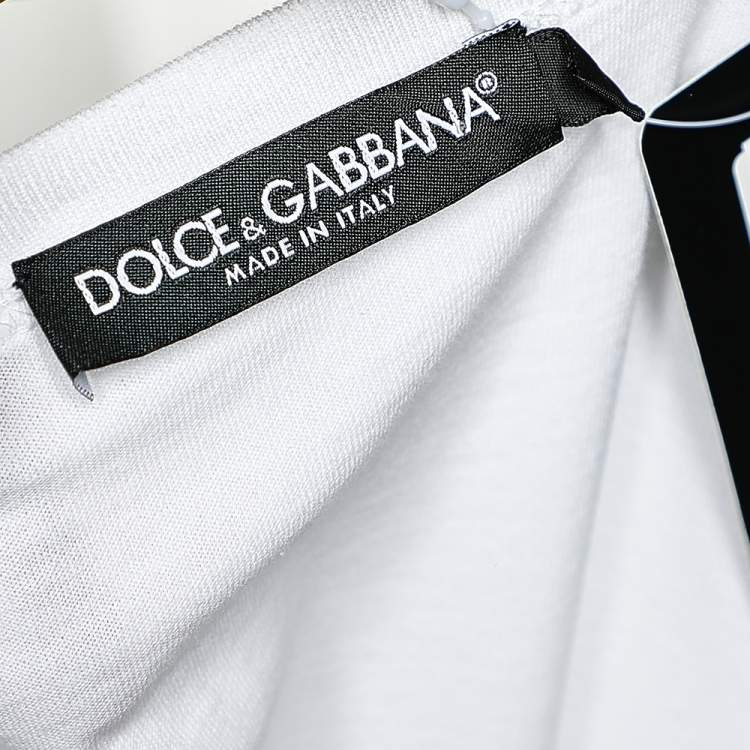 مملوكة مسبقًا Dolce & Gabbana White Logo Printed Cotton T-Shirt M