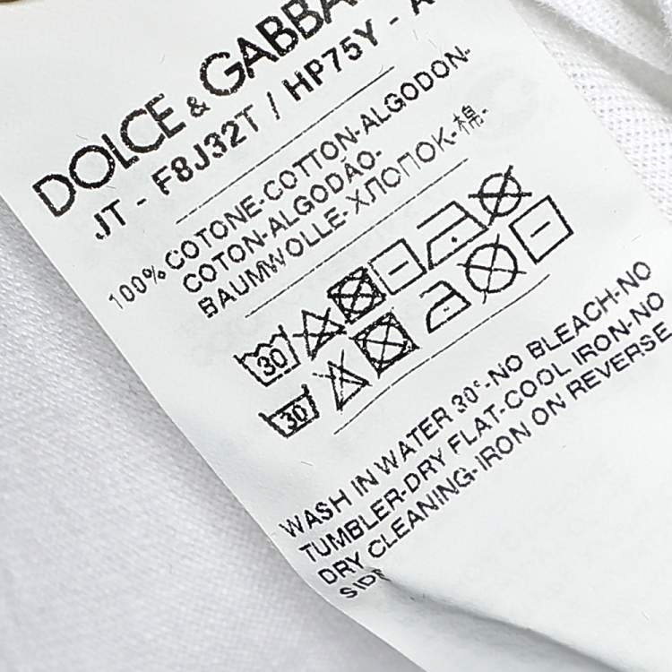 مملوكة مسبقًا Dolce & Gabbana White Logo Printed Cotton T-Shirt M