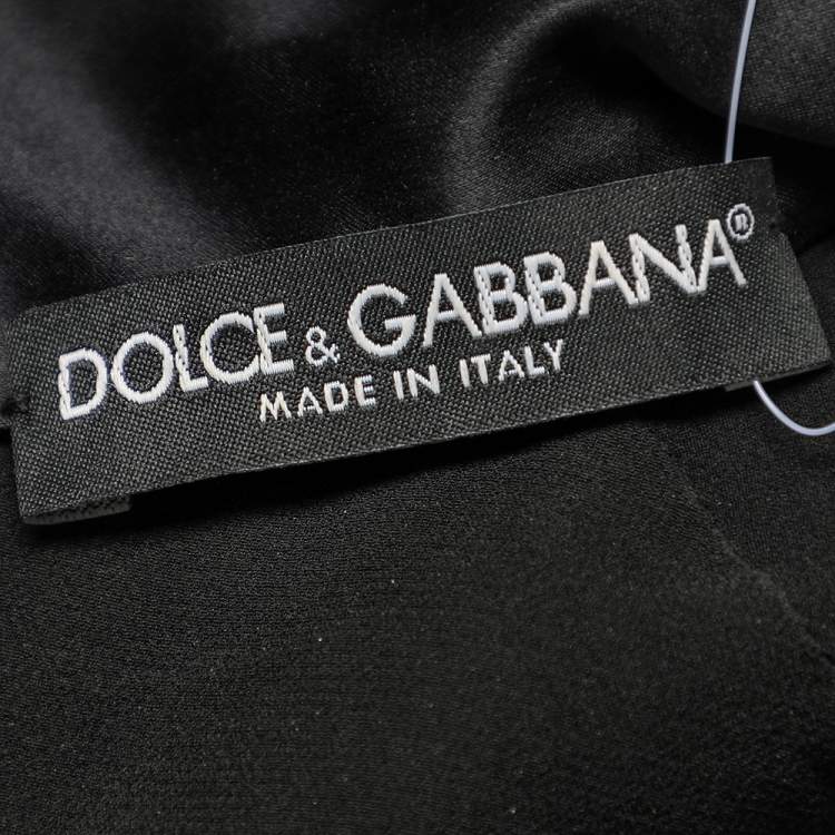 Pre Owned Dolce & Gabbana Black Velvet Mock Neck Detailed Top S