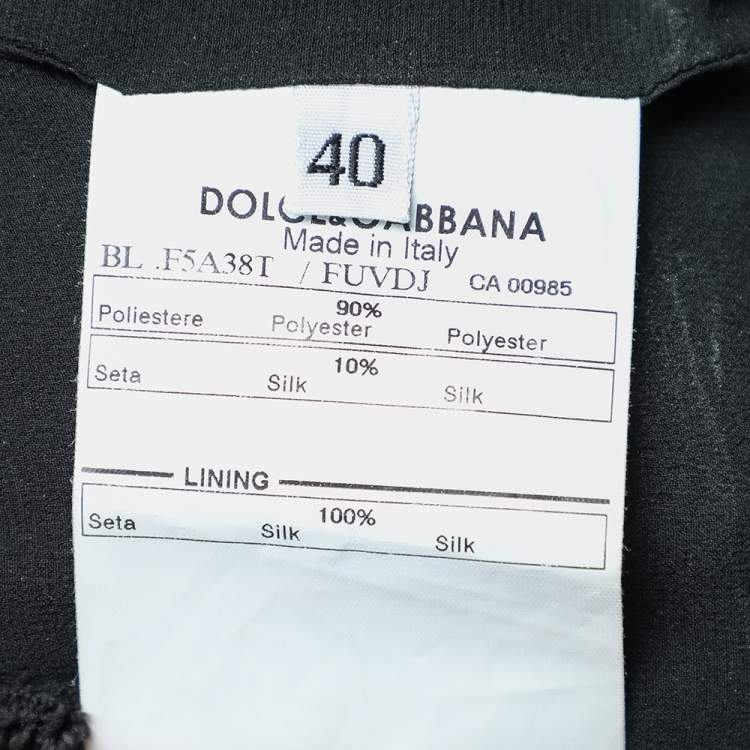 Pre Owned Dolce & Gabbana Black Velvet Mock Neck Detailed Top S