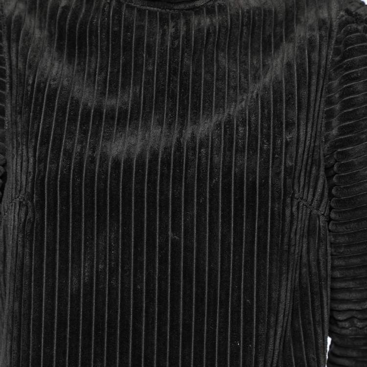 Pre Owned Dolce & Gabbana Black Velvet Mock Neck Detailed Top S