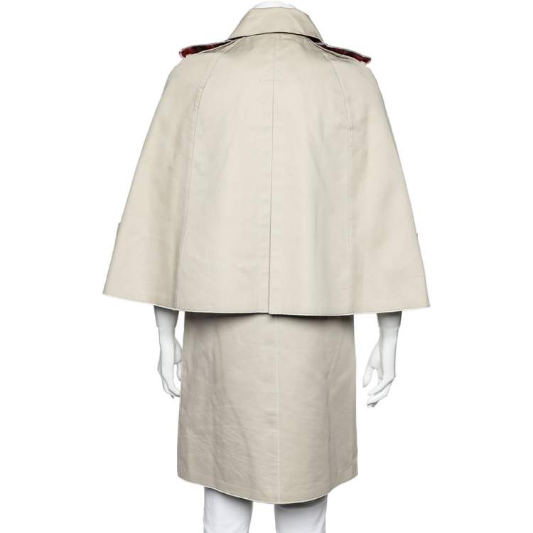 Pre Owned Dolce & Gabbana Beige Wool Cape Overlay Detailed Trench Coat S