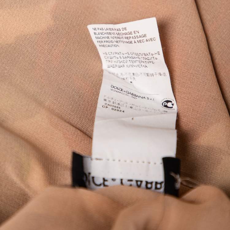 Pre Owned Dolce & Gabbana Beige Rose Print Crepe Fitted Sleeveless Dress S