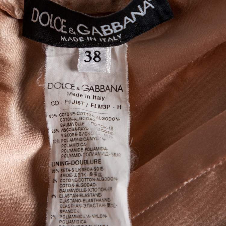 مملوكة مسبقًا Dolce & Gabbana Beige Lace Long Sleeve Mini Dress S