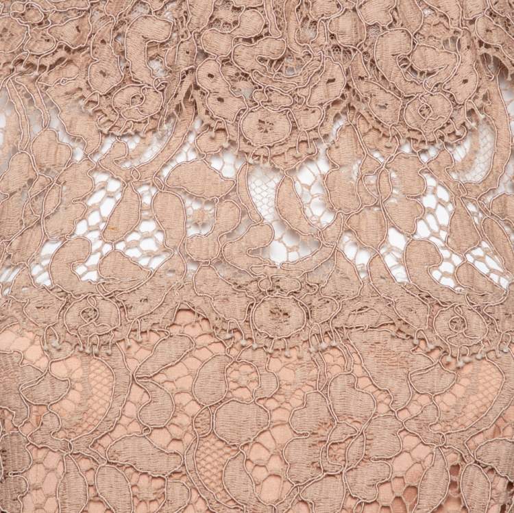مملوكة مسبقًا Dolce & Gabbana Beige Lace Long Sleeve Mini Dress S