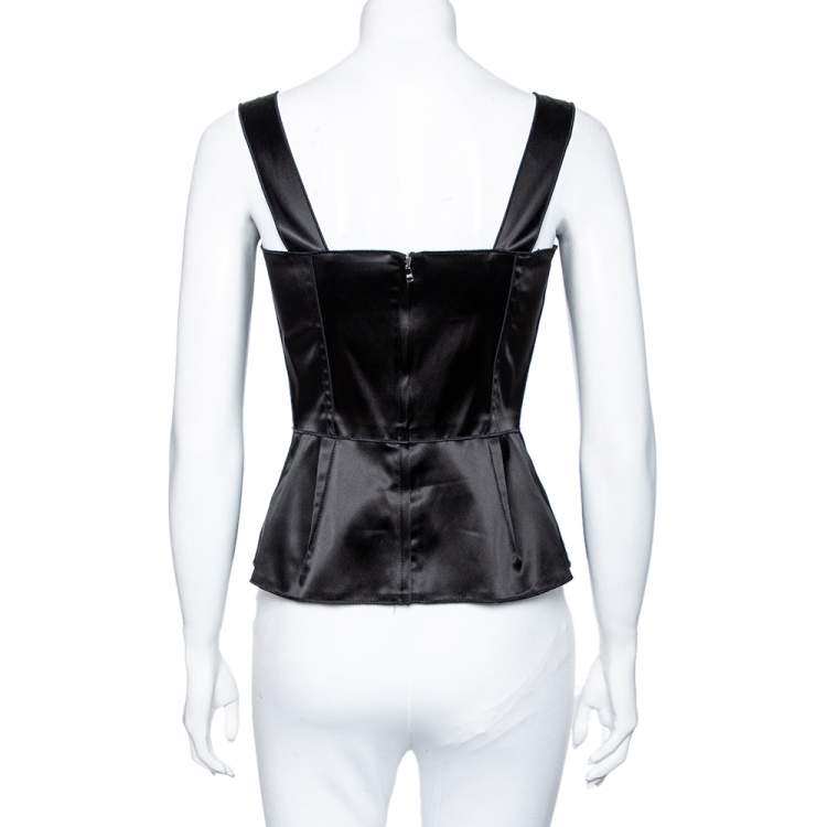 Pre Owned Dolce & Gabbana Black Satin Corset M