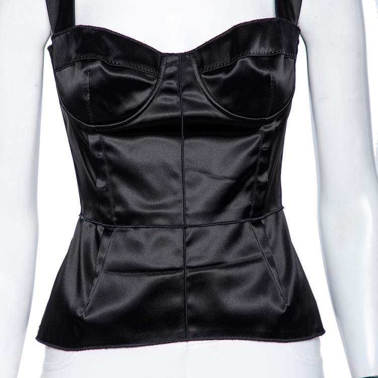Pre Owned Dolce & Gabbana Black Satin Corset M