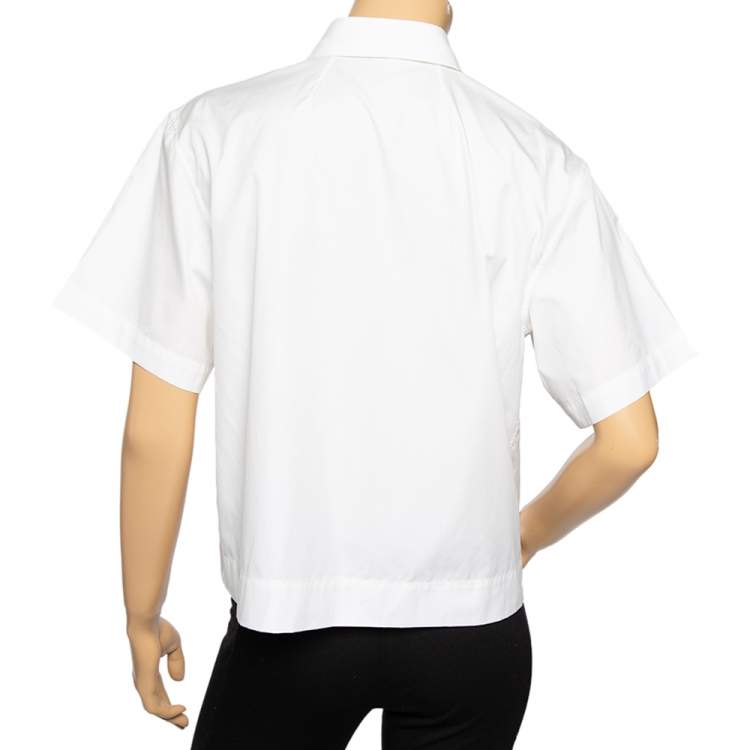 Pre Owned Dolce & Gabbana White Cotton Button Front Short Sleeve Shirt M