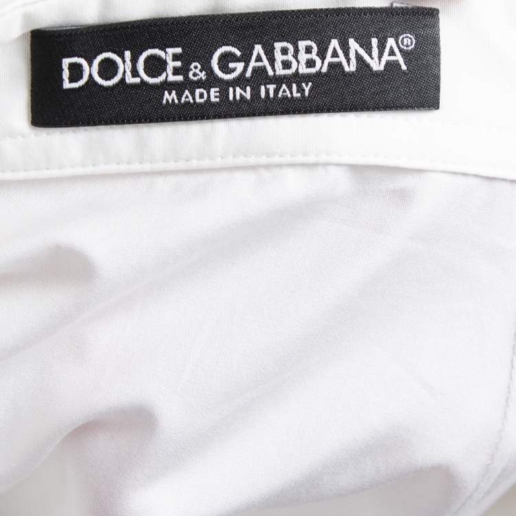 Pre Owned Dolce & Gabbana White Cotton Button Front Short Sleeve Shirt M