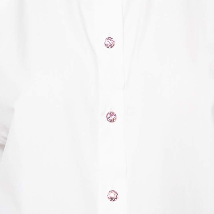 Pre Owned Dolce & Gabbana White Cotton Button Front Short Sleeve Shirt M