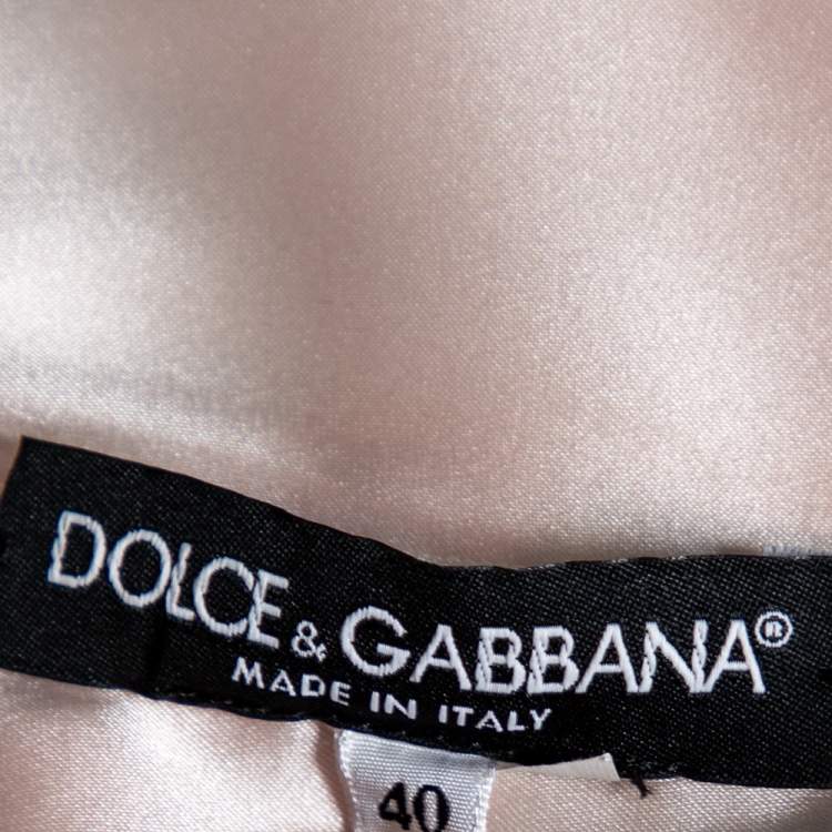 Pre Owned Dolce & Gabbana Pink Rose Printed Crepe Sleeveless Midi Dress S