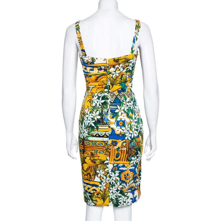 Pre Owned Dolce & Gabbana Multicolor Floral Print Silk Sleeveless Dress S