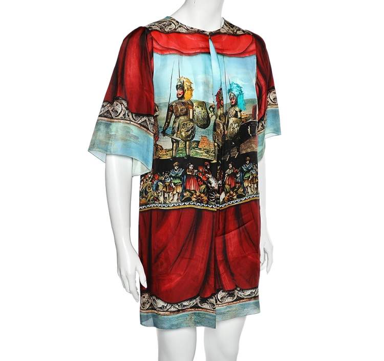 Pre Owned Dolce & Gabbana Multicolor Soldier Printed Silk Mini Dress M