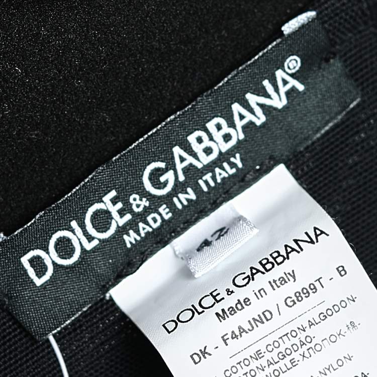 Pre Owned Dolce & Gabbana Navy Blue Denim & Synthetic Paneled Logo Waist Band Detail Pencil Skirt M