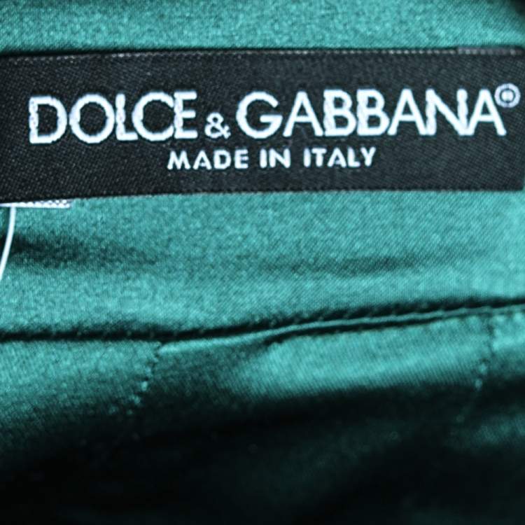 Pre Owned Dolce & Gabbana Green & Gold Floral Brocade Pleated Skirt M