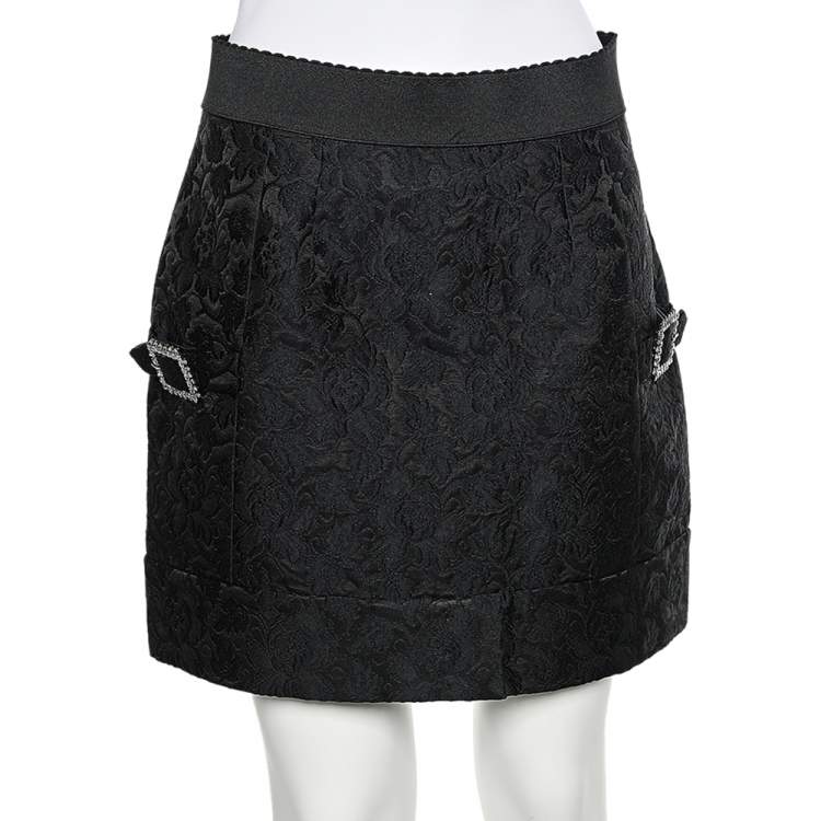 مملوكة مسبقًا Dolce & Gabbana Black Jacquard Mini Skirt S