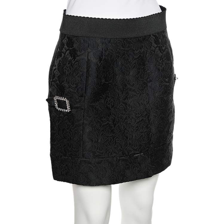 مملوكة مسبقًا Dolce & Gabbana Black Jacquard Mini Skirt S