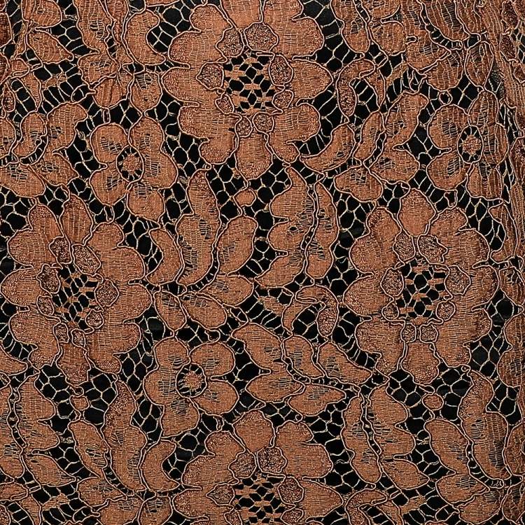 Pre Owned Dolce & Gabbana Brown Floral Lace Sleeveless Short Dress S