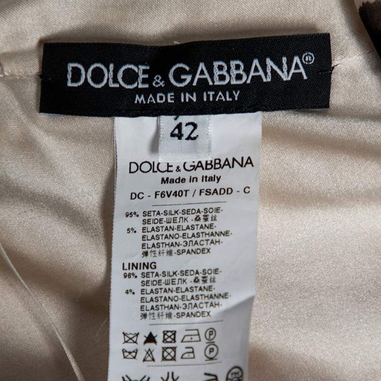 Pre Owned Dolce & Gabbana Leopard Printed Silk Crepe Strapless Maxi Dress M