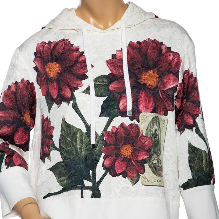 Pre Owned Dolce & Gabbana Multicolored Floral Print Brocade Hoodie M 