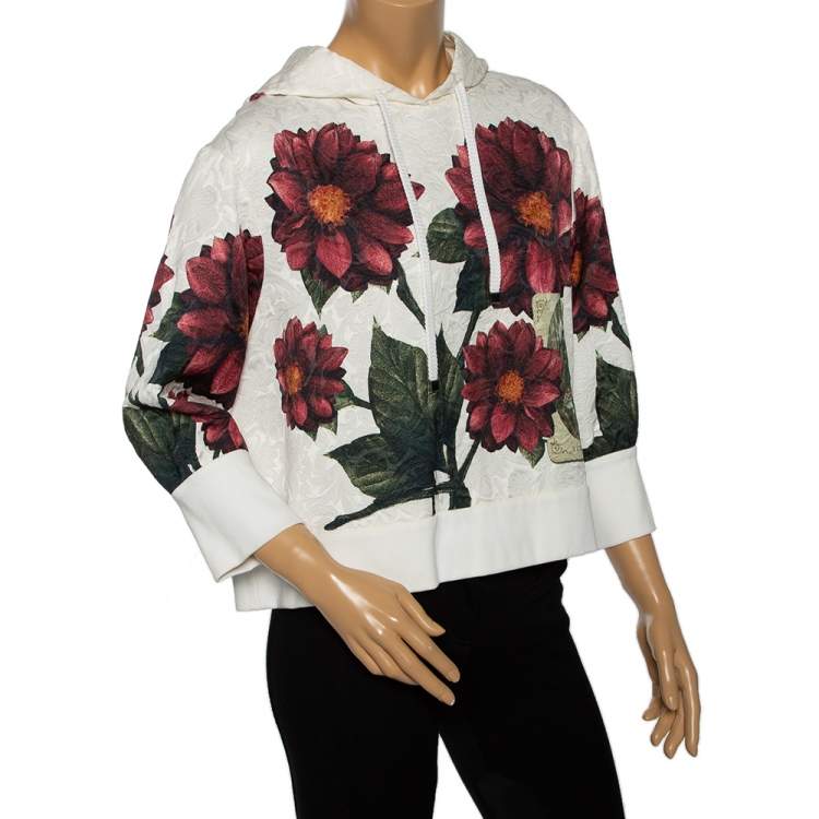 Pre Owned Dolce & Gabbana Multicolored Floral Print Brocade Hoodie M 