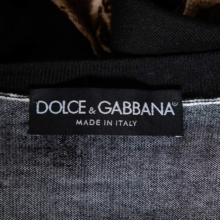 مملوكة مسبقًا Dolce & Gabbana Black Ancient Coin Print Silk Knit Cardigan M
