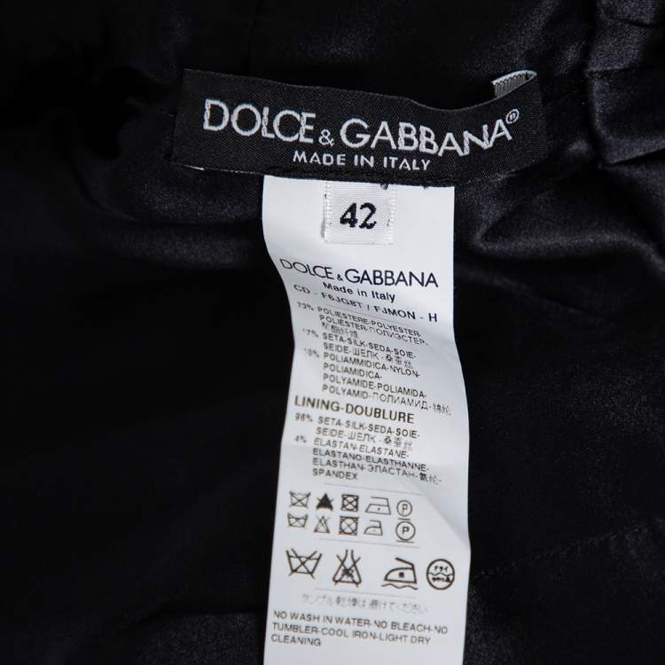 Pre Owned Dolce & Gabbana Black Floral Embossed Jacquard Sheath Dress M