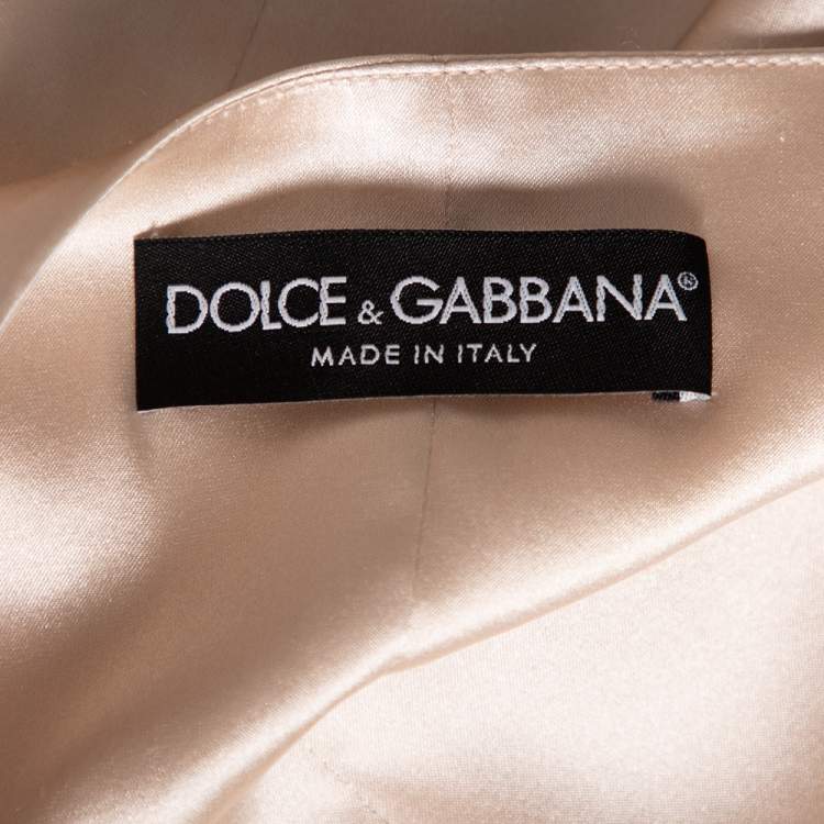 Pre Owned Dolce & Gabbana Dusky Pink Silk Brocade Button Front Waistcoat M
