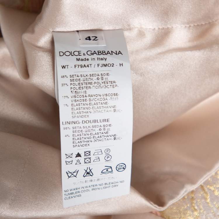 Pre Owned Dolce & Gabbana Dusky Pink Silk Brocade Button Front Waistcoat M