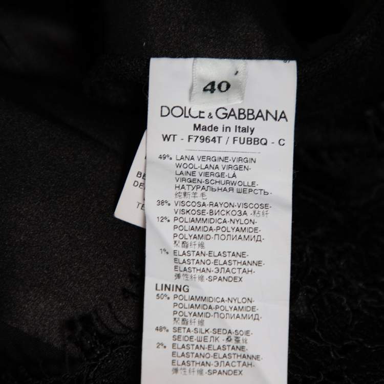 Pre Owned Dolce & Gabbana Black Wool & Lace Button Front Waistcoat S