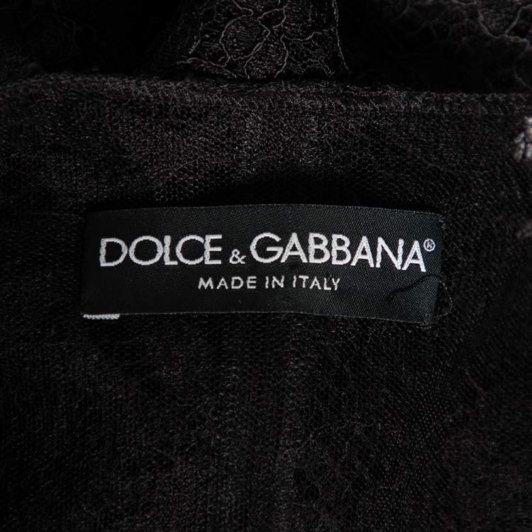 Pre Owned Dolce & Gabbana Black Wool & Lace Button Front Waistcoat S