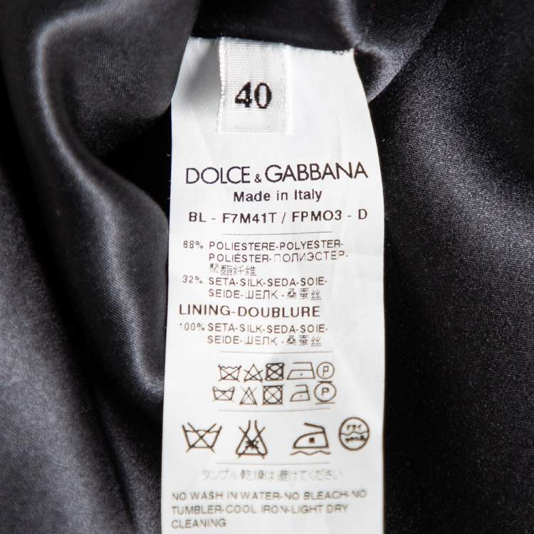 Pre Owned Dolce & Gabbana Black Key Print Silk Jacquard Oversized Dress S 