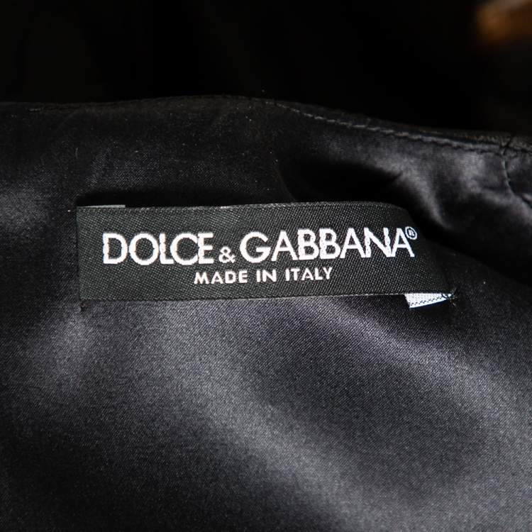 Pre Owned Dolce & Gabbana Black Key Print Silk Jacquard Oversized Dress S 