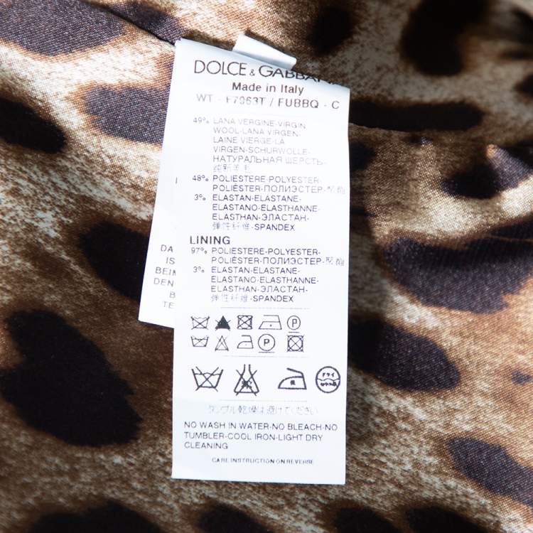 Pre Owned Dolce & Gabbana Black & Leopard Print Wool Button Front Waistcoat S