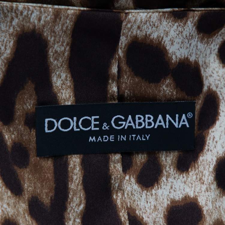 Pre Owned Dolce & Gabbana Black & Leopard Print Wool Button Front Waistcoat S