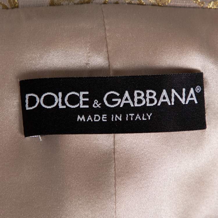 Pre Owned Dolce & Gabbana Pink Floral Brocade Single Breasted Blazer M 