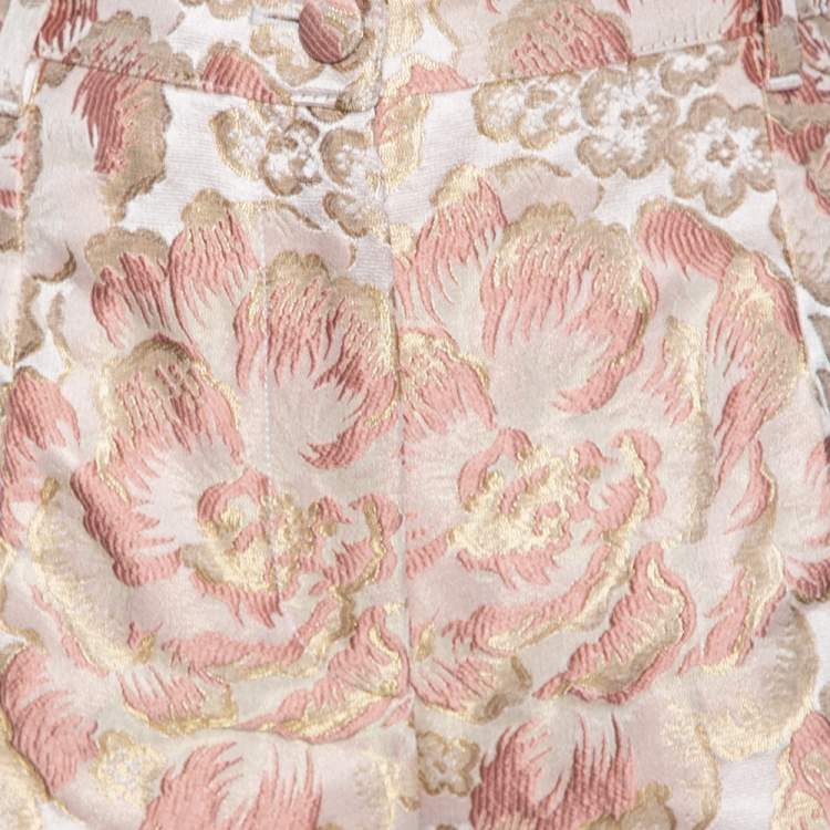 Pre Owned Dolce & Gabbana Pink Floral Brocade Shorts M