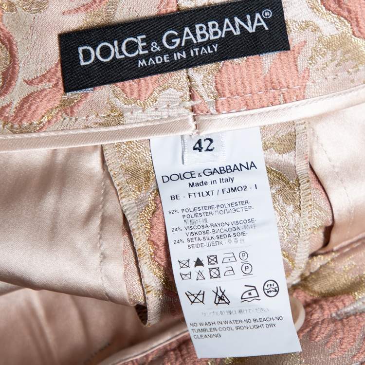 Pre Owned Dolce & Gabbana Pink Floral Brocade Shorts M