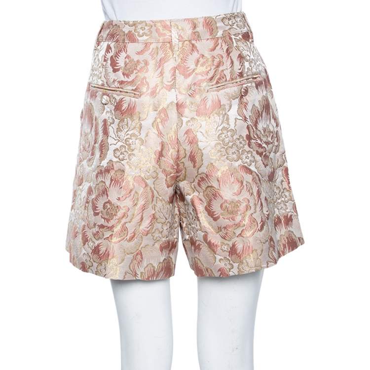Pre Owned Dolce & Gabbana Pink Floral Brocade Shorts M