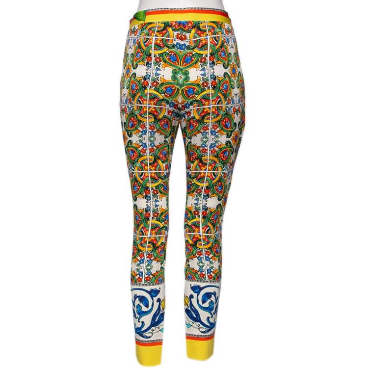 Pre Owned Dolce & Gabbana Multicolor Majolica Print Tapered Pants M