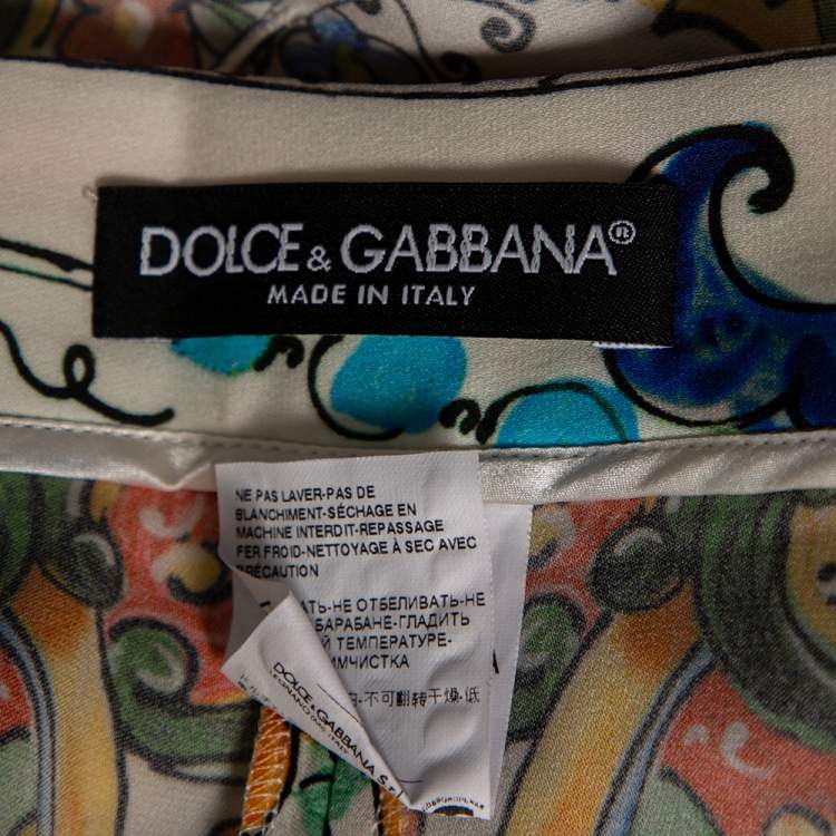 Pre Owned Dolce & Gabbana Multicolor Majolica Print Tapered Pants M