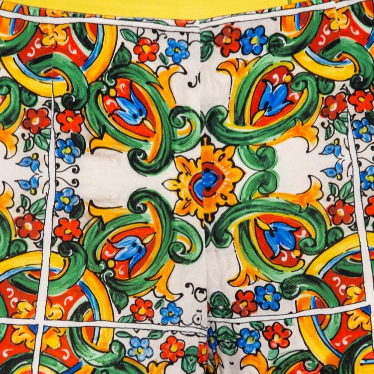 Pre Owned Dolce & Gabbana Multicolor Majolica Print Tapered Pants M