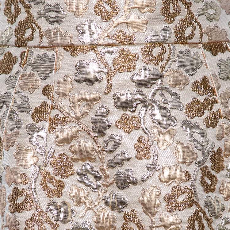 مملوكة مسبقًا Dolce & Gabbana Gold Floral Jacquard Brocade Flared Skirt S