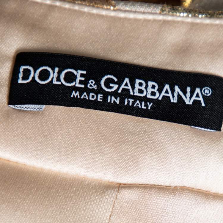 مملوكة مسبقًا Dolce & Gabbana Gold Floral Jacquard Brocade Flared Skirt S