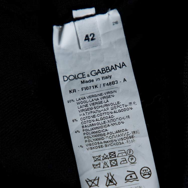 Pre Owned Dolce & Gabbana Black Knit & Lace Paneled Long Sleeve Sweater M