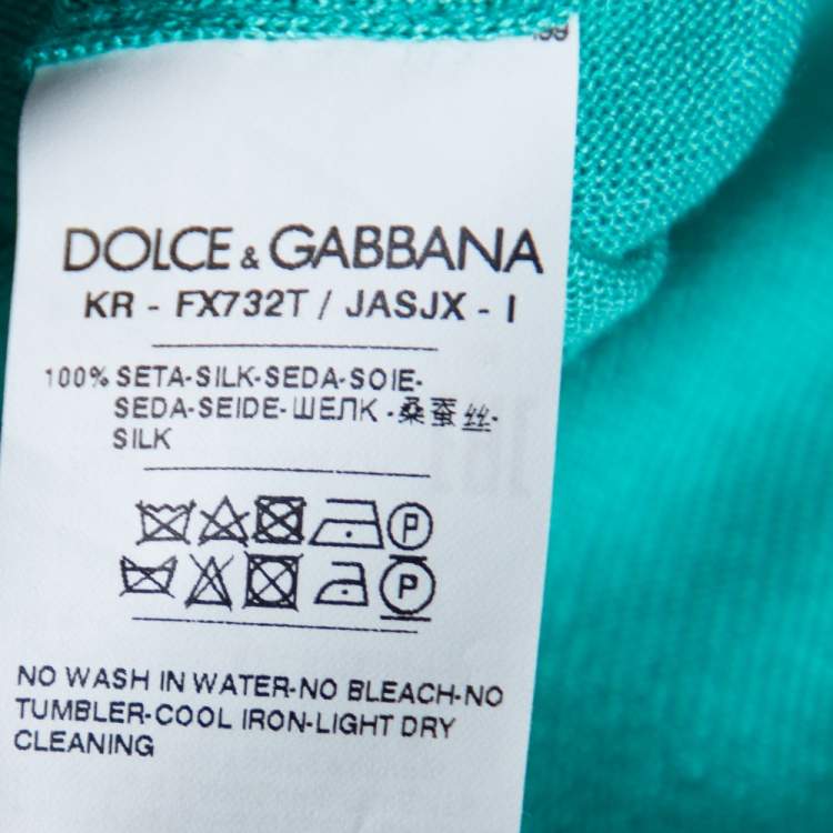 Pre Owned Dolce & Gabbana Blue Silk Knit Top M