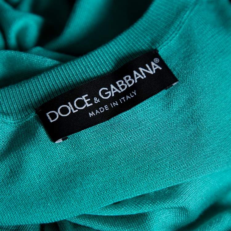 Pre Owned Dolce & Gabbana Blue Silk Knit Top M