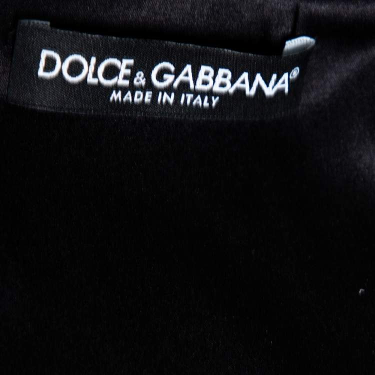 Pre Owned Dolce & Gabbana Green Metallic Jacquard Long Sleeve Midi Dress M