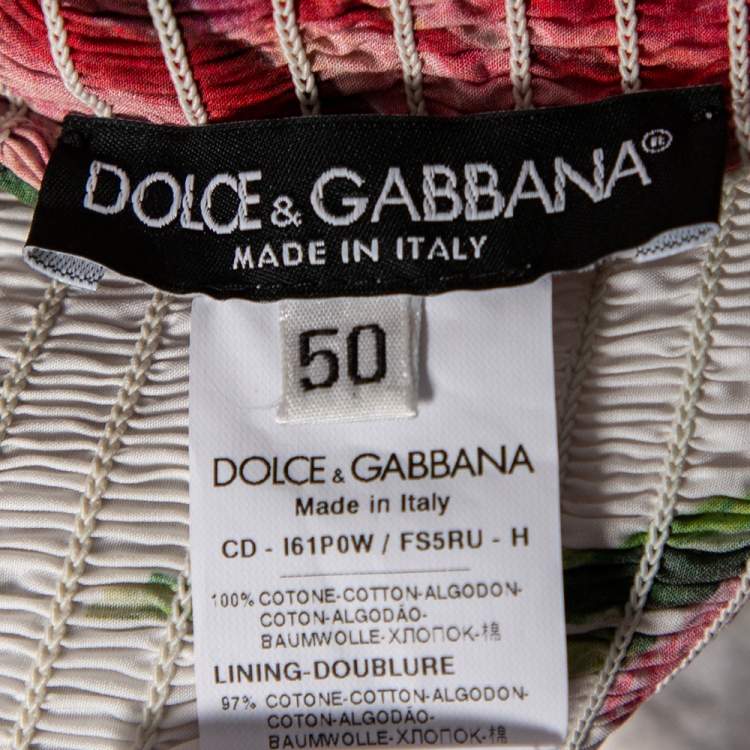 Pre Owned Dolce & Gabbana White & Red Tulip Printed Halter Neck Dress XL